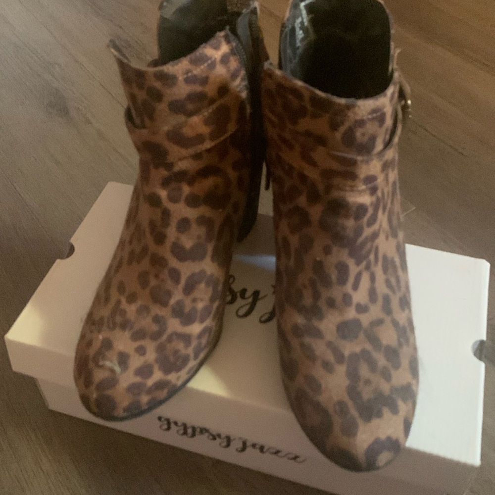 Cheetah print booties
